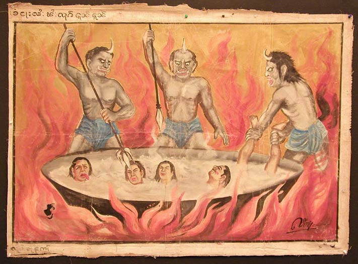 19th Century Painting of Buddhist Hell
